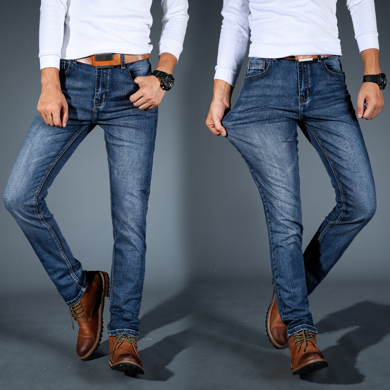 Men's slim-fit stretch cotton jeans for autumn