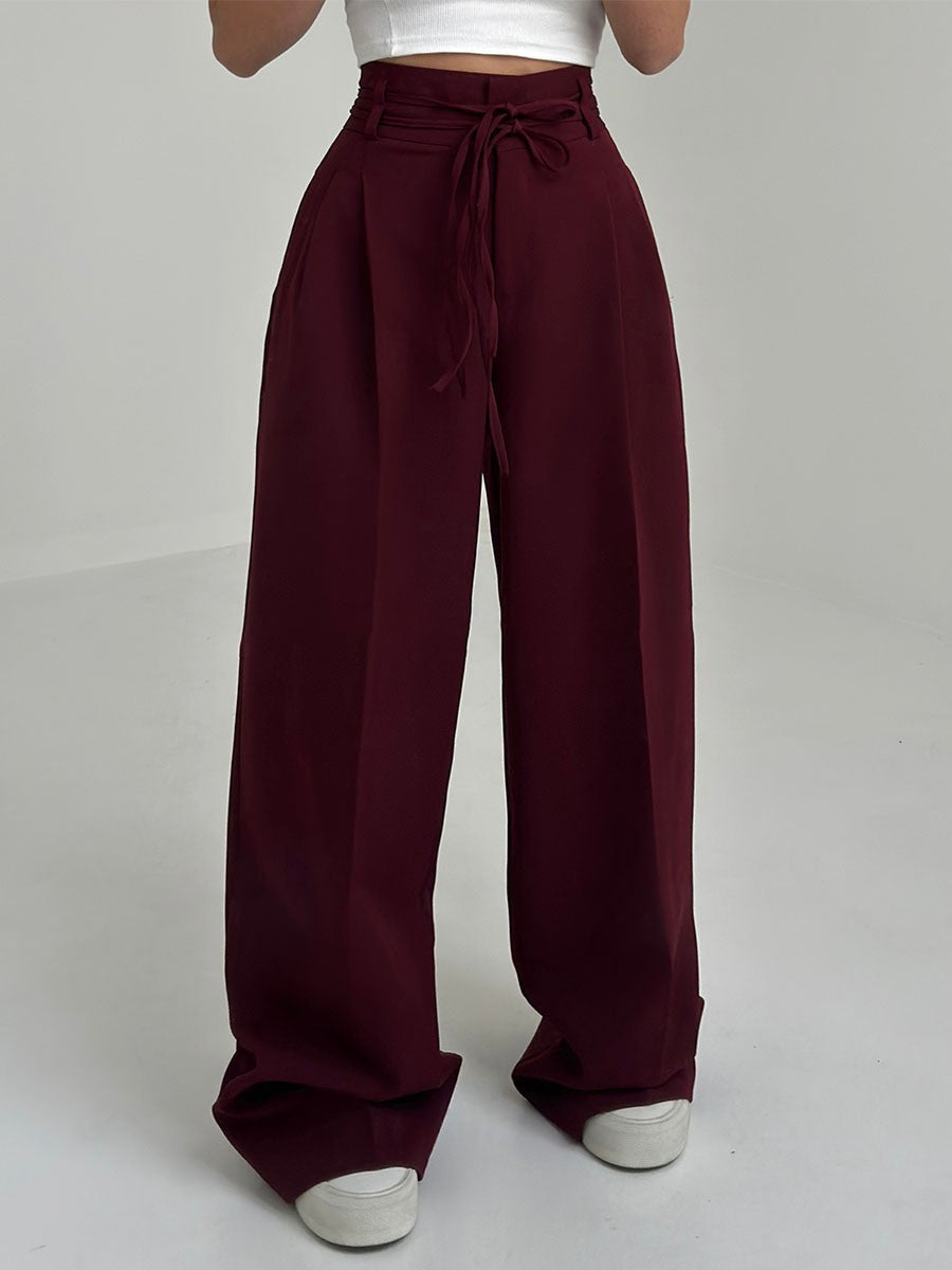 Women's wide-leg viscose trousers for autumn