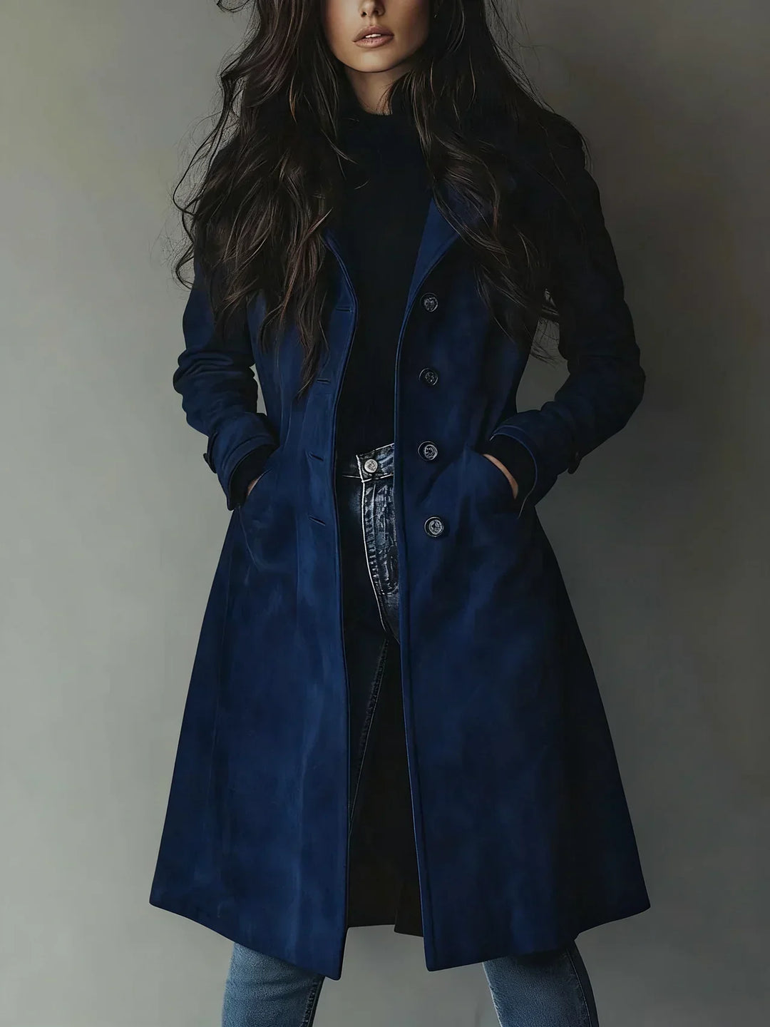 Trench-coat femme en daim, manteau d’automne de mi-saison