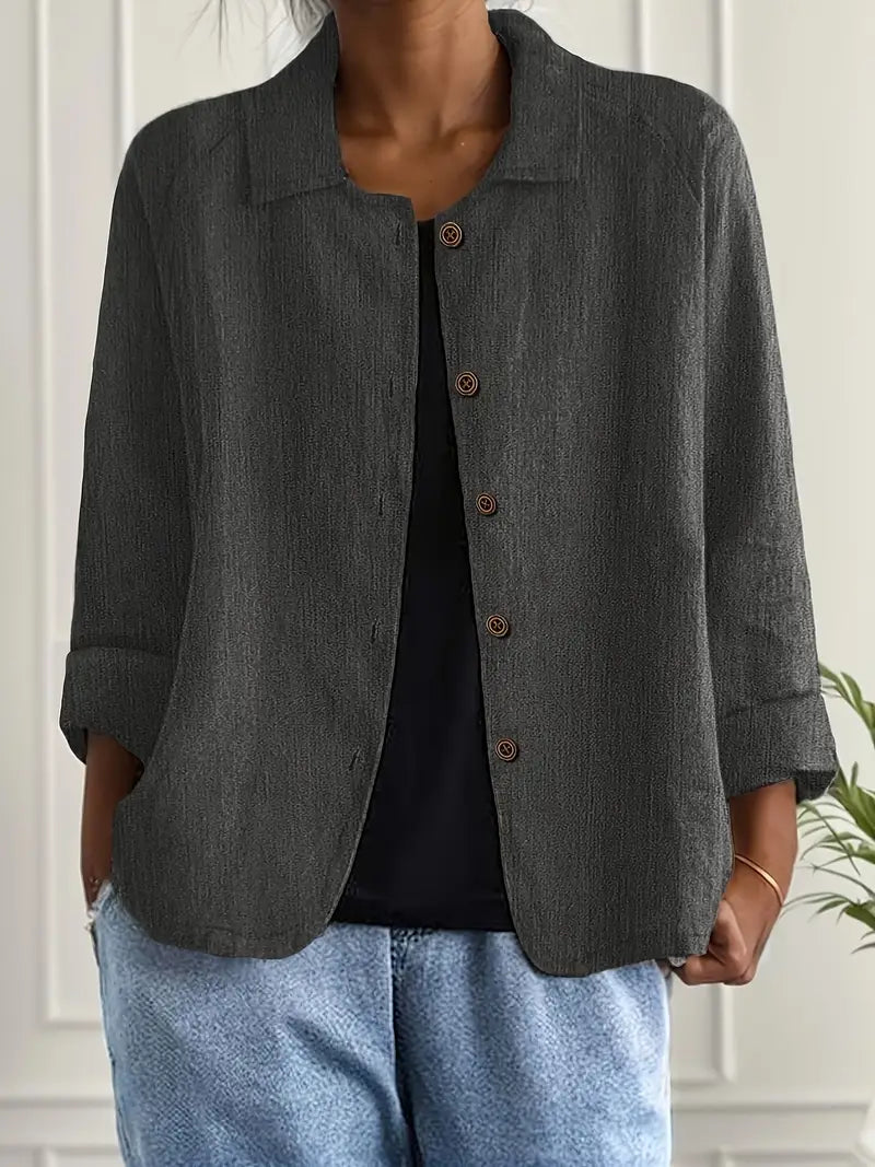 Lightweight women's cotton shirt cardigan, button-up autumn vest