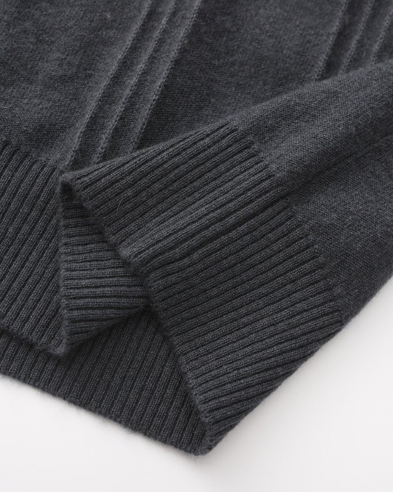 Men’s ribbed cashmere sweater with a stand-up collar and zipper, for autumn