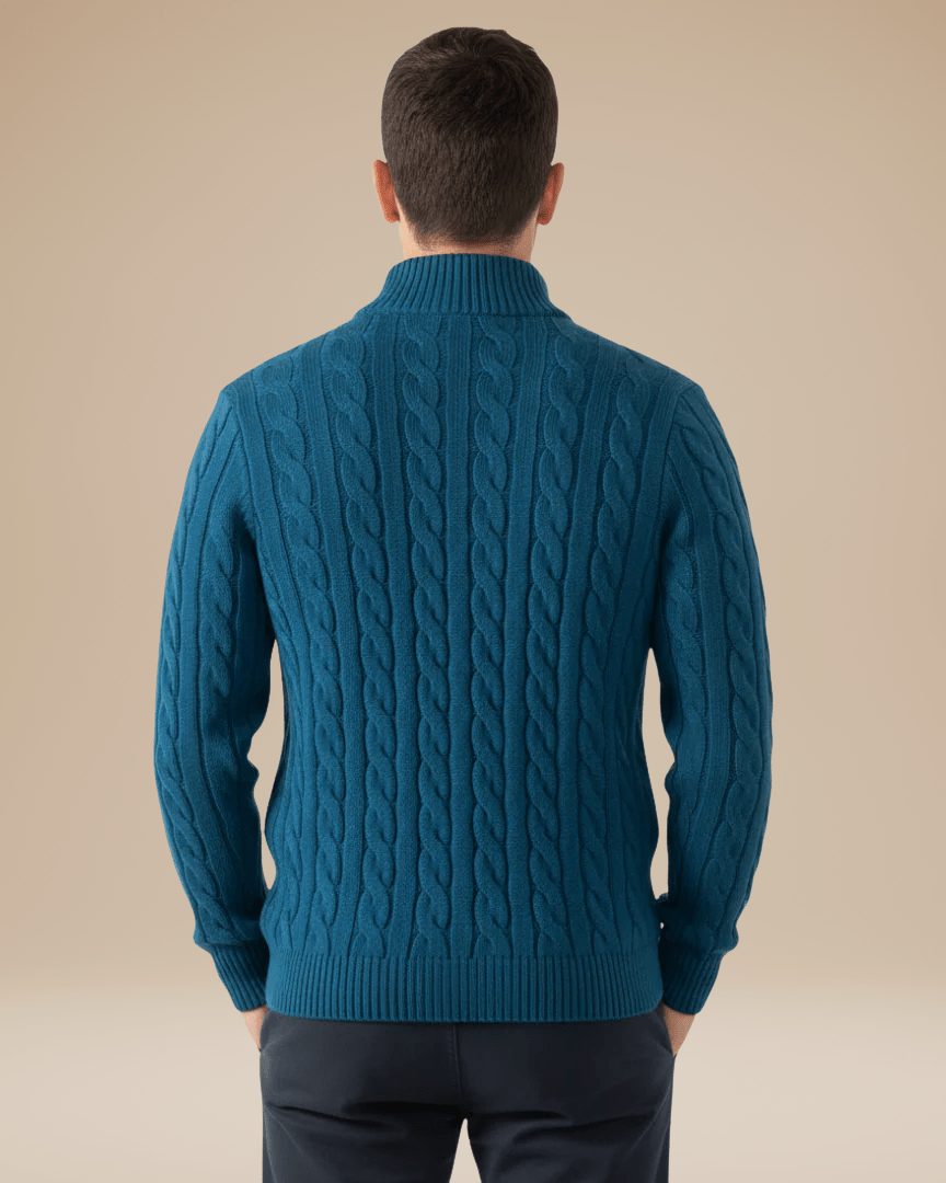 Pull en maille unisexe à fermeture éclair, motif torsadé, pour l’automne