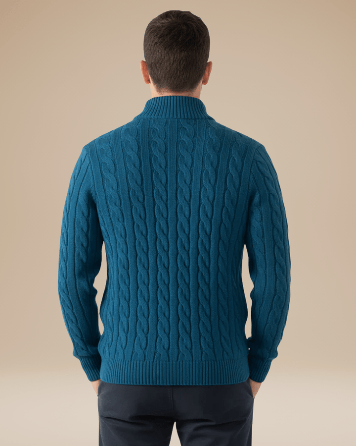 Pull en maille unisexe à fermeture éclair, motif torsadé, pour l’automne