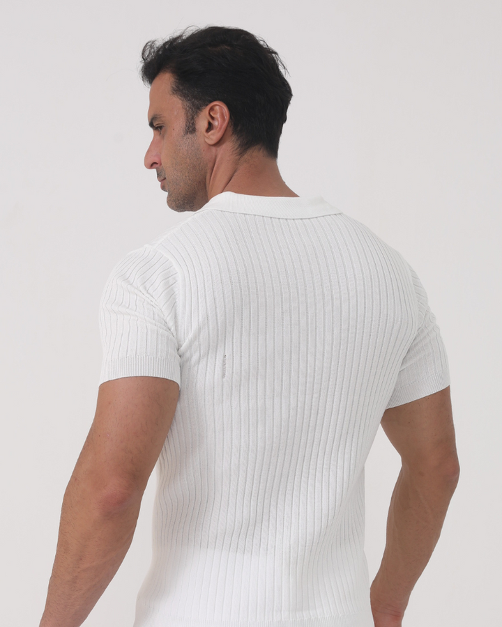 Joshua | Polo pour homme en rib côtelé élégant avec col en V