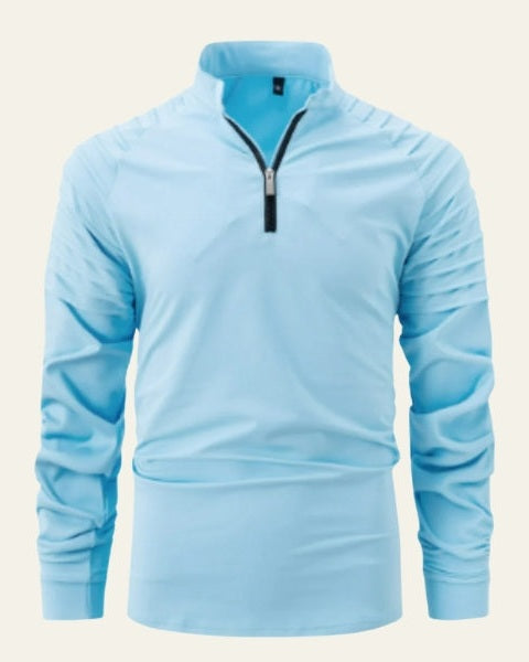 Sweat-shirt en maille pour homme en coton, à fermeture éclair mi-longue, pour l’automne