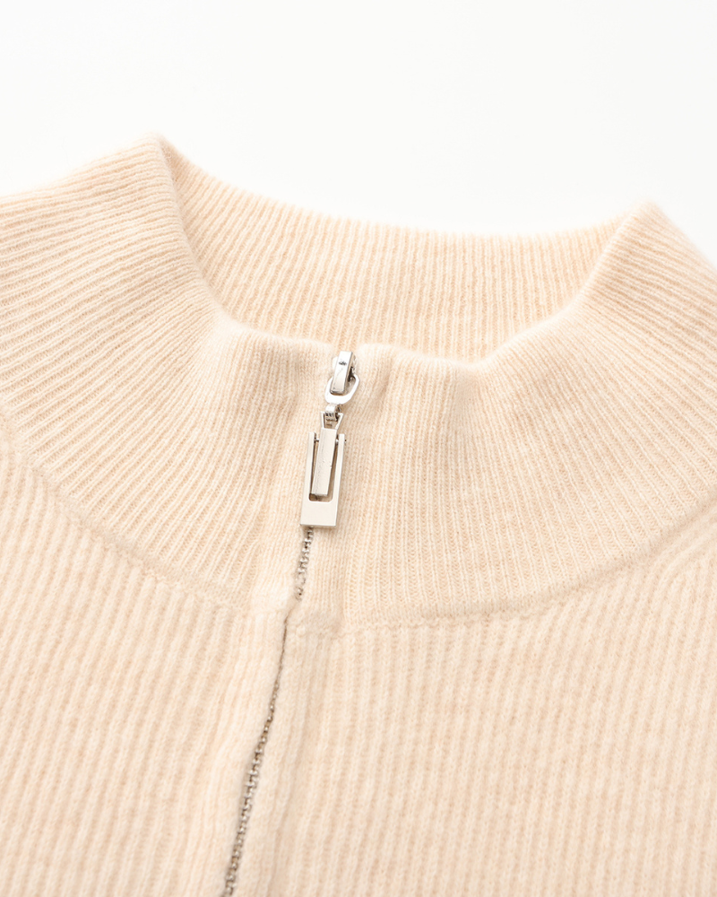 Gilet en laine pour homme à fermeture éclair avec col montant, maille automnale