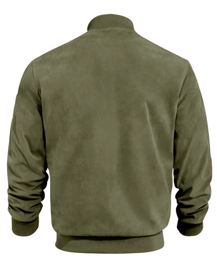 Women's suede bomber jacket for autumn, mid-season jacket for cool days
