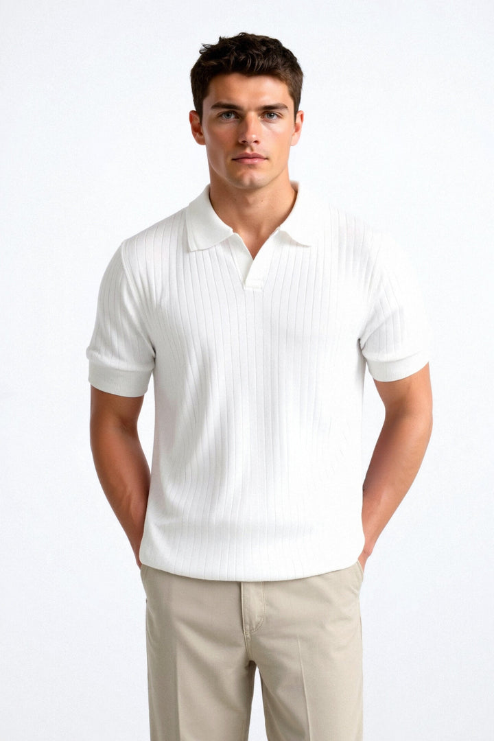 Polo côtelé à manches courtes pour hommes - Élégant et intemporel pour toutes les occasions