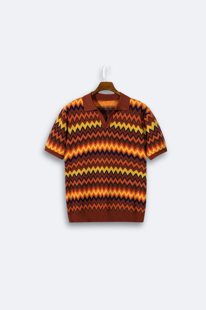Pull rétro stylé avec motif zigzag tendance