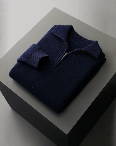 Pull homme en laine mérinos pour l’automne, pull en maille à demi-zip