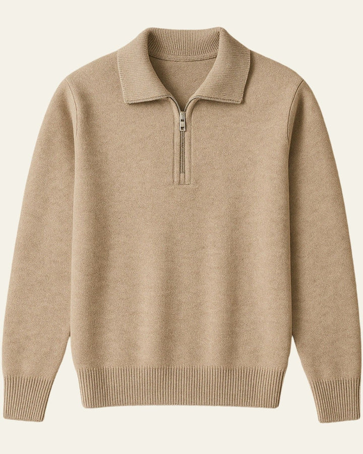 Pull homme en cachemire à fermeture éclair pour l’automne et les journées fraîches, style smart casual
