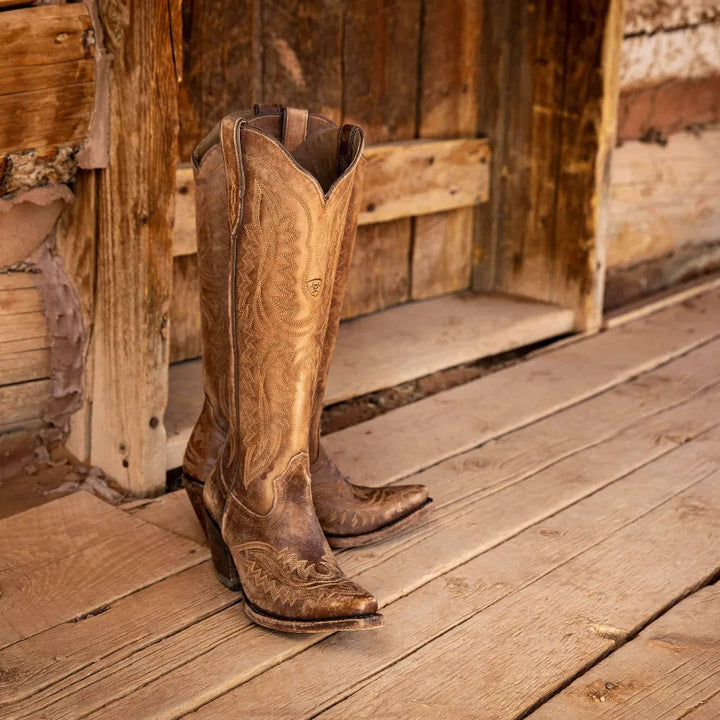Bottes western femme en daim brodé avec talon cubain, style cowboy pour l’automne