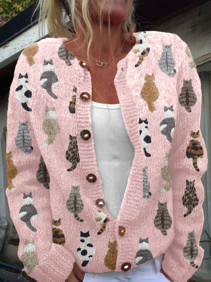 Cardigan femme en maille à motifs, gilet boutonné pour l’automne