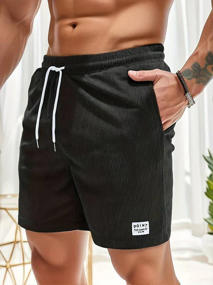 Short casual pour hommes confortables avec taille élastique et cordon de serrage réglable - Tissu structuré moderne pour un look élégant.