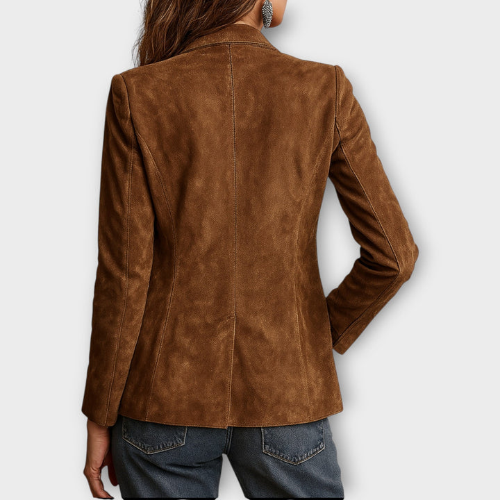 Elegant vintage suede leather blazer for autumn