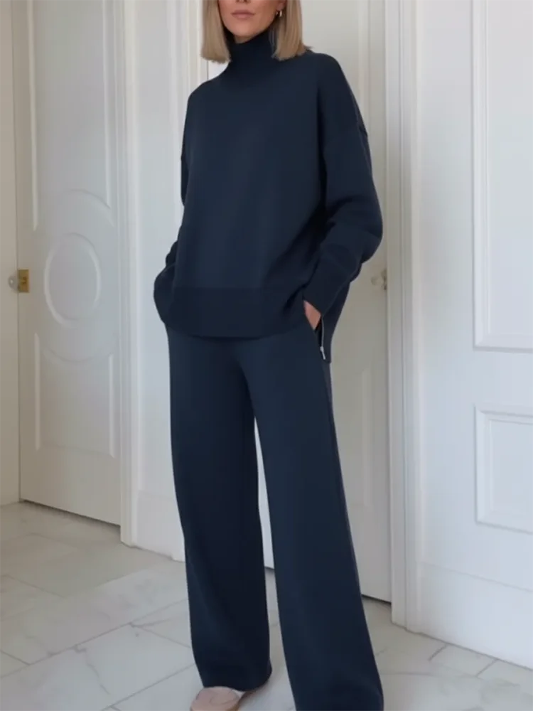 Women's cotton tracksuit set, straight-leg pants, autumn collection