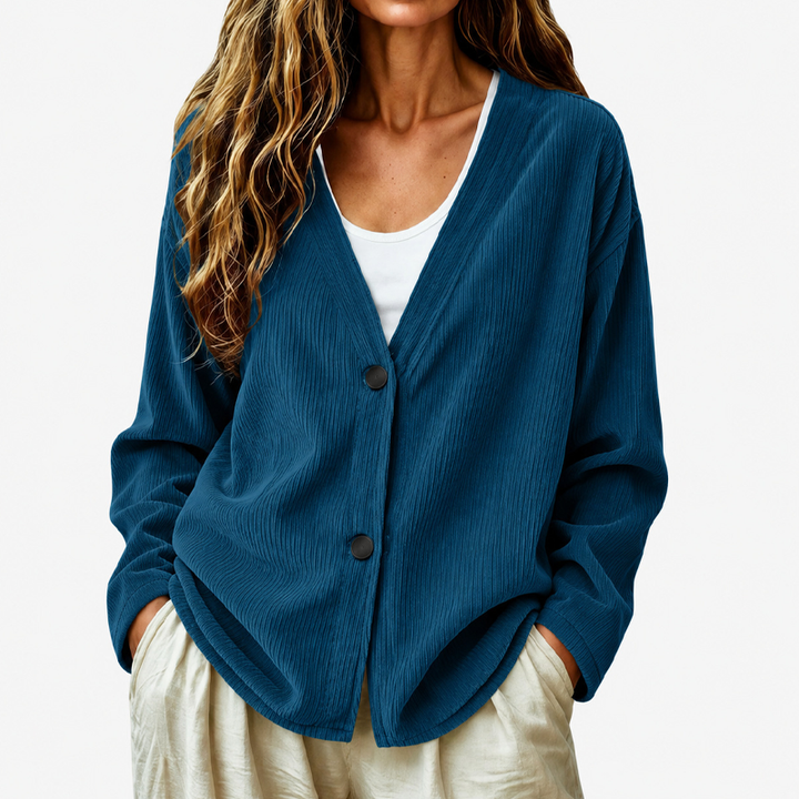 Women's V-neck knitted button-up cardigan for autumn
