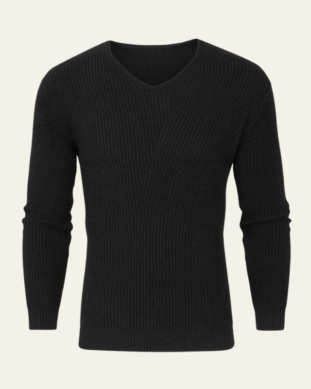 Men’s knit sweater for fall, soft V-neck sweater for cool days