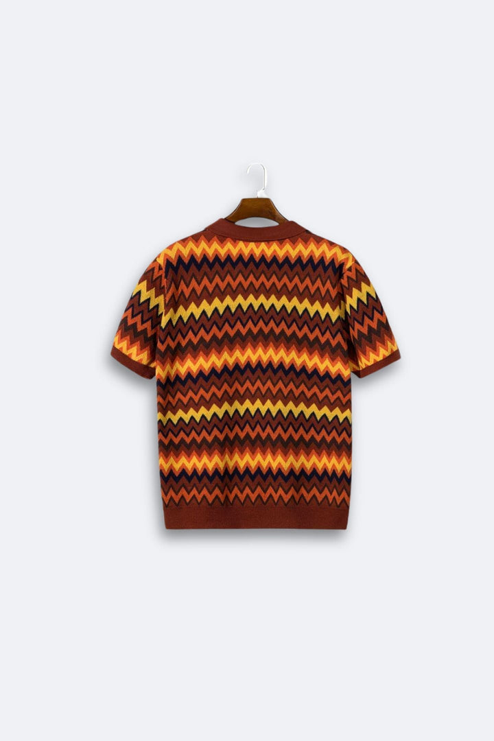 Pull rétro stylé avec motif zigzag tendance