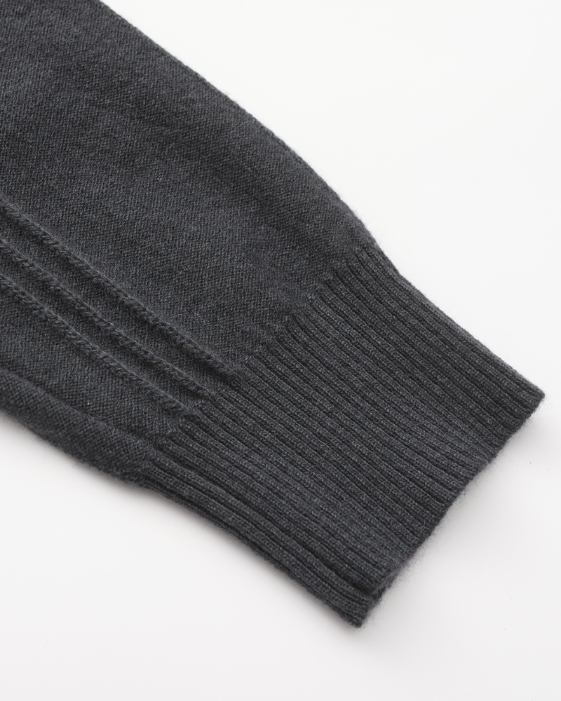 Men’s ribbed cashmere sweater with a stand-up collar and zipper, for autumn