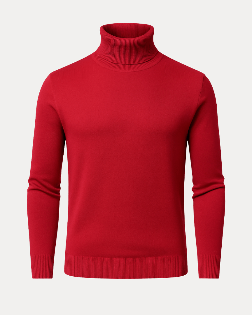 Men's fitted ribbed cotton turtleneck sweater for autumn