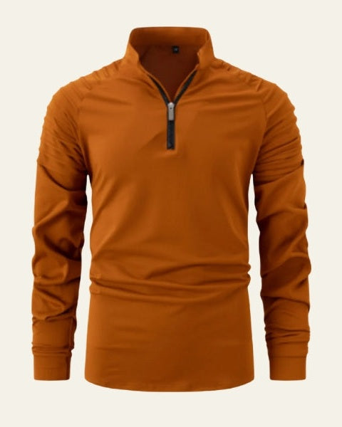 Sweat-shirt en maille pour homme en coton, à fermeture éclair mi-longue, pour l’automne