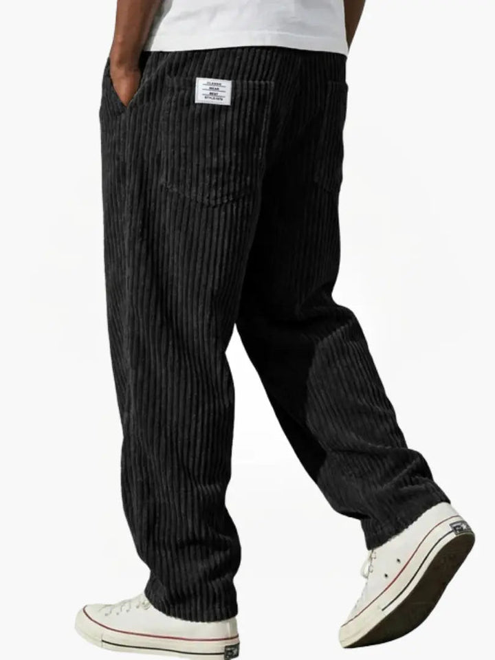 Pantalon homme en velours côtelé de coton, coupe ample, style décontracté pour l’automne