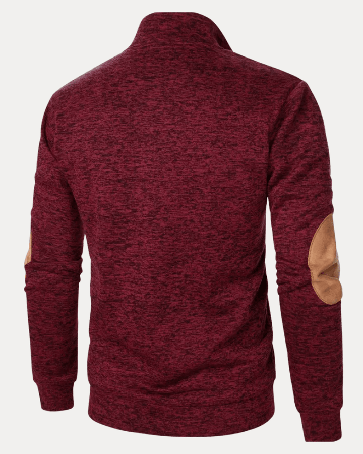 Pull homme en laine à col montant chiné avec écussons, collection automne