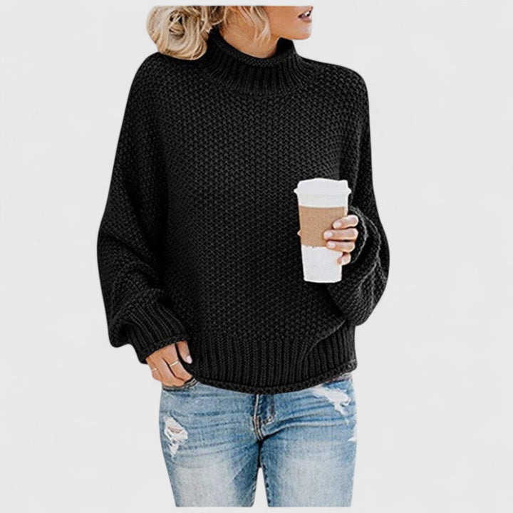 Pull femme en maille de laine à col roulé pour l’automne