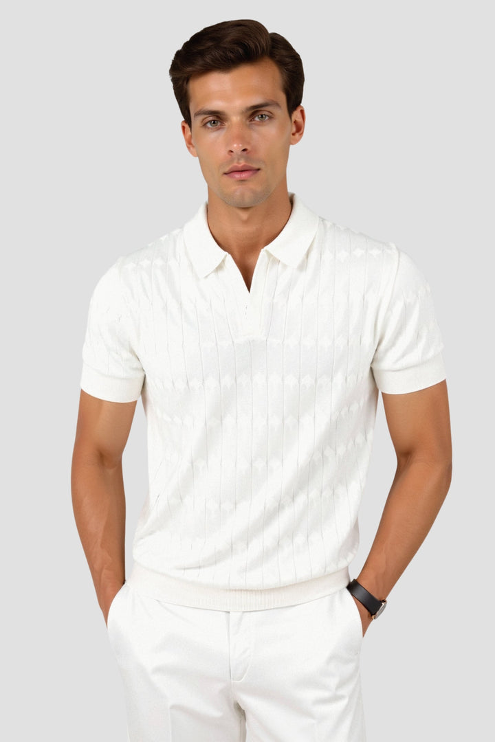 Elegant men's white polo shirt - Timeless style and comfort