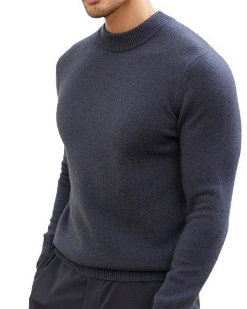 Pull tricoté ajusté en laine pour homme, col roulé, élégant pour l’automne