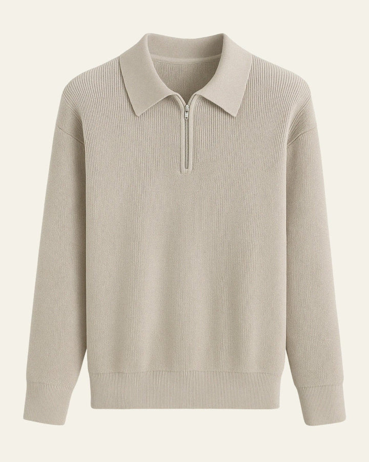 Men's cotton knit sweater with zipper | Warm autumn style
