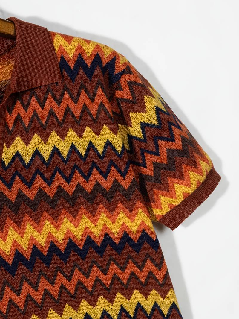 Pull rétro stylé avec motif zigzag tendance