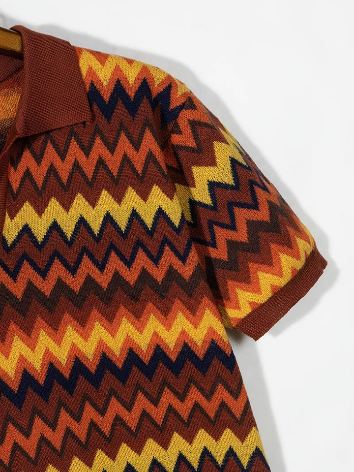 Pull rétro stylé avec motif zigzag tendance