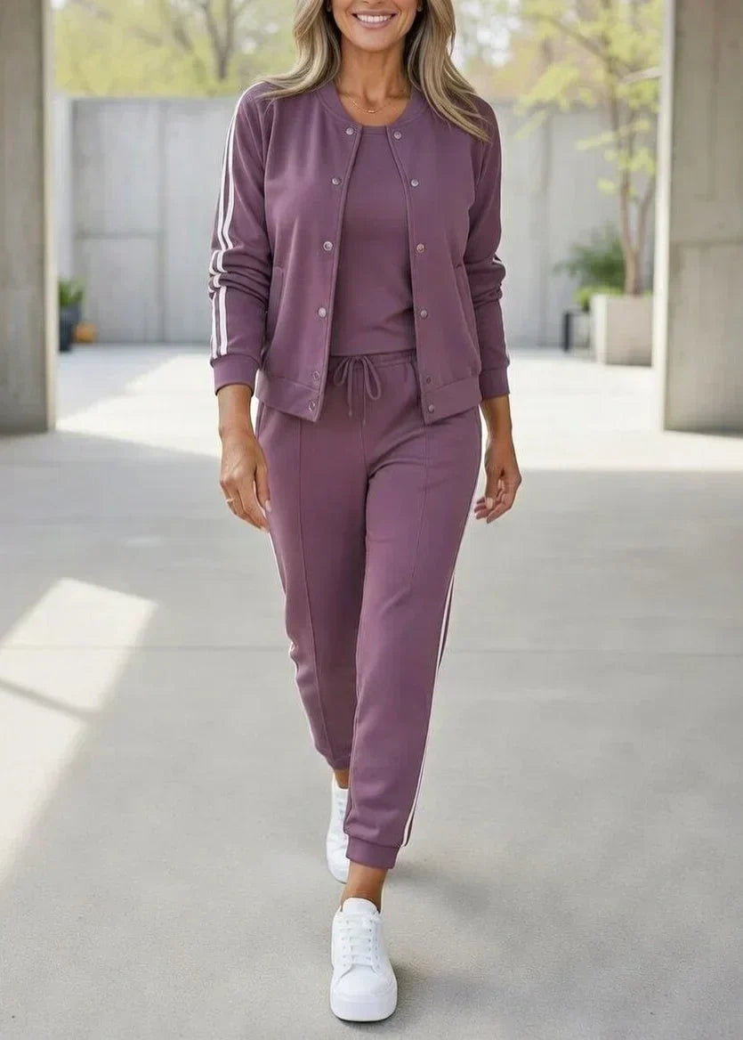 Ensemble de survêtement pour femme 3 pièces avec pantalon et haut en coton, pour l’automne