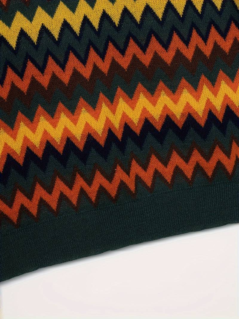 Pull rétro stylé avec motif zigzag tendance