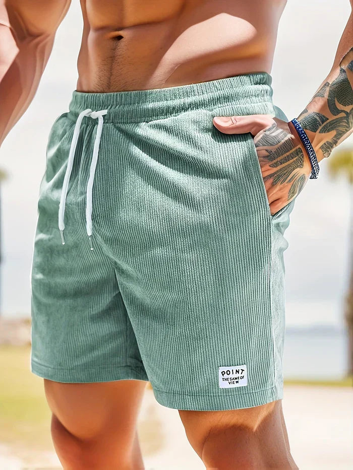 Short casual pour hommes confortables avec taille élastique et cordon de serrage réglable - Tissu structuré moderne pour un look élégant.
