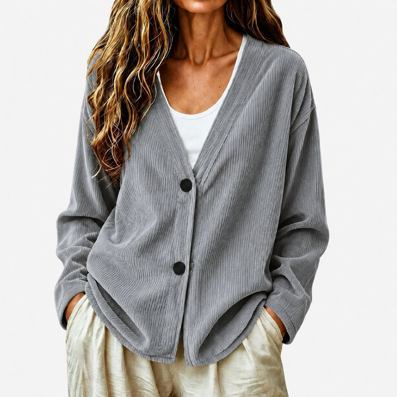 Women's V-neck knitted button-up cardigan for autumn