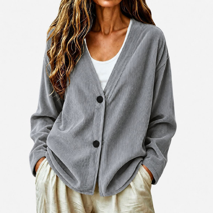 Women's V-neck knitted button-up cardigan for autumn