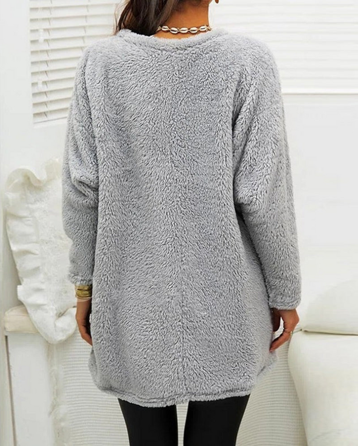 Pull long femme en laine mélangée à manches longues pour l’automne et l’hiver
