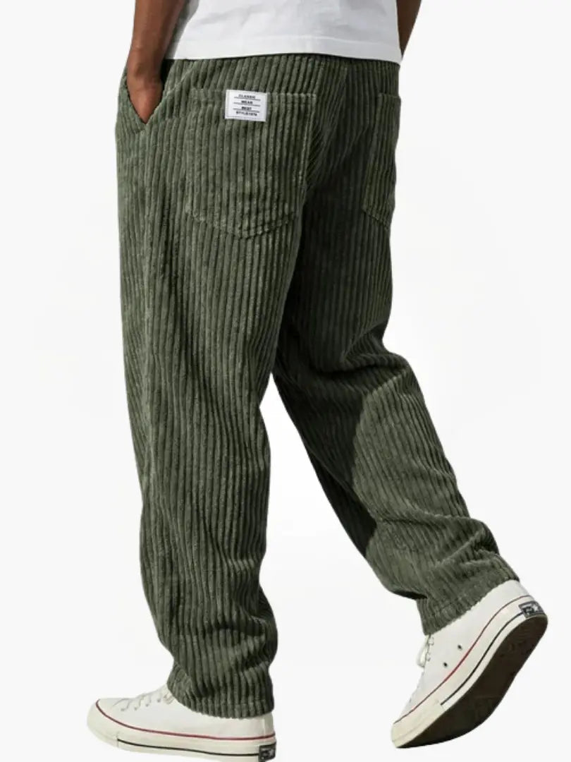 Pantalon homme en velours côtelé de coton, coupe ample, style décontracté pour l’automne