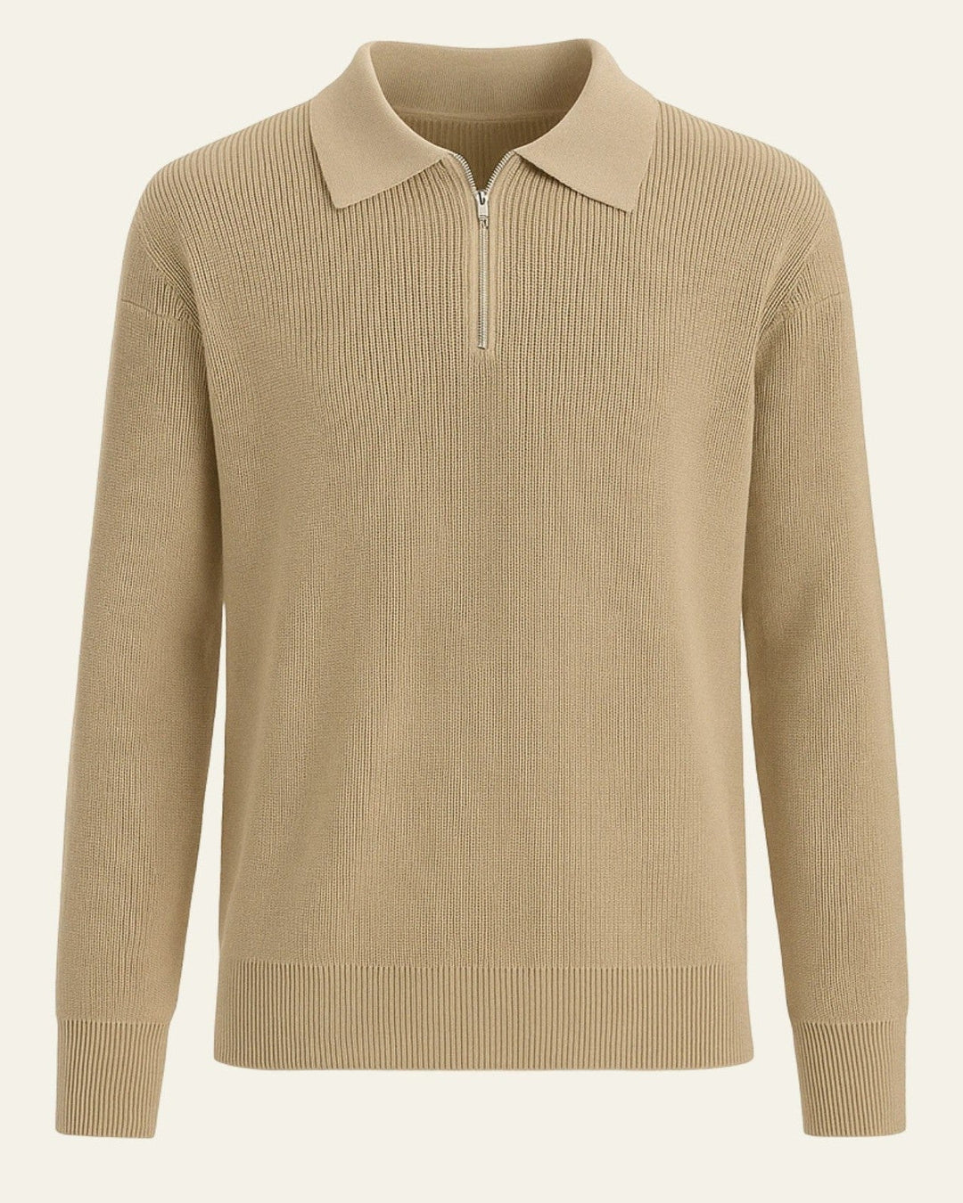 Men's cotton knit sweater with zipper | Warm autumn style