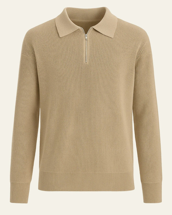 Men's cotton knit sweater with zipper | Warm autumn style