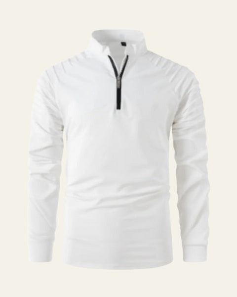 Sweat-shirt en maille pour homme en coton, à fermeture éclair mi-longue, pour l’automne