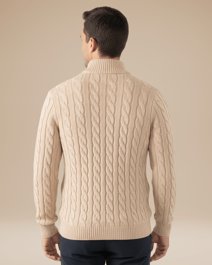 Pull en maille unisexe à fermeture éclair, motif torsadé, pour l’automne