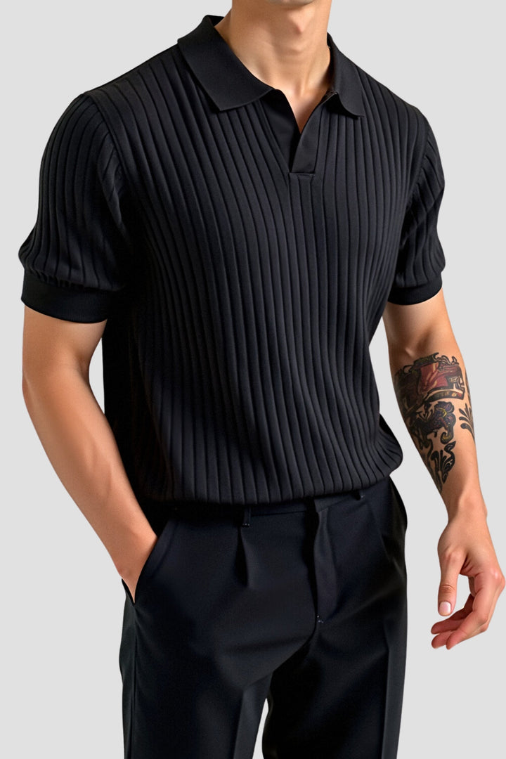 Polo côtelé à manches courtes pour hommes - Élégant et intemporel pour toutes les occasions