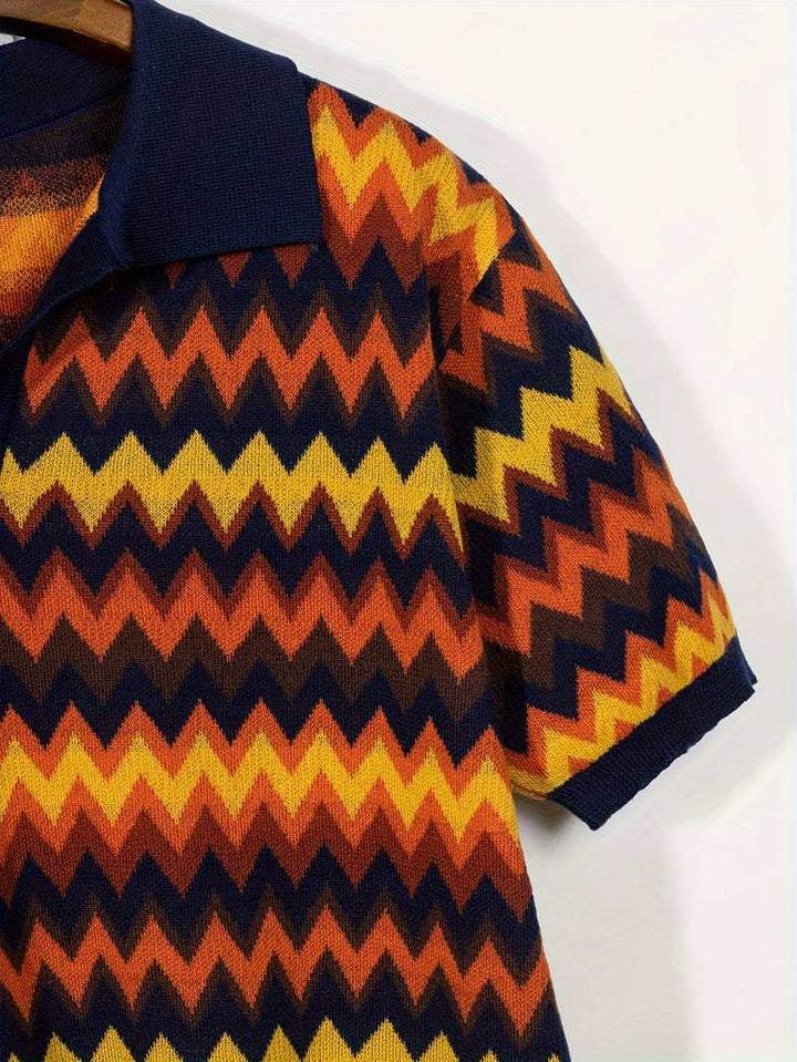 Pull rétro stylé avec motif zigzag tendance