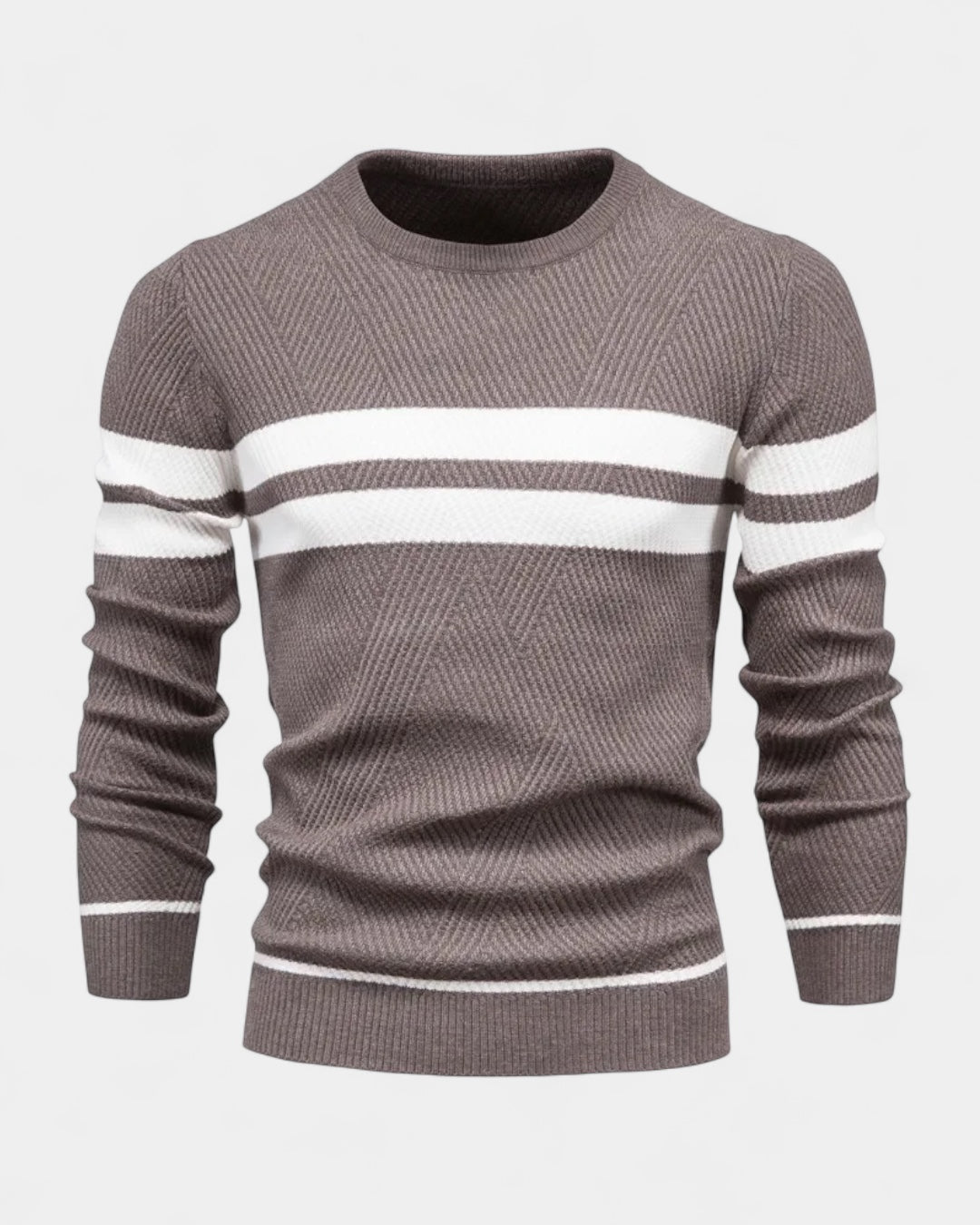 Pull homme en coton rayé à col rond, coupe slim, pour l’automne