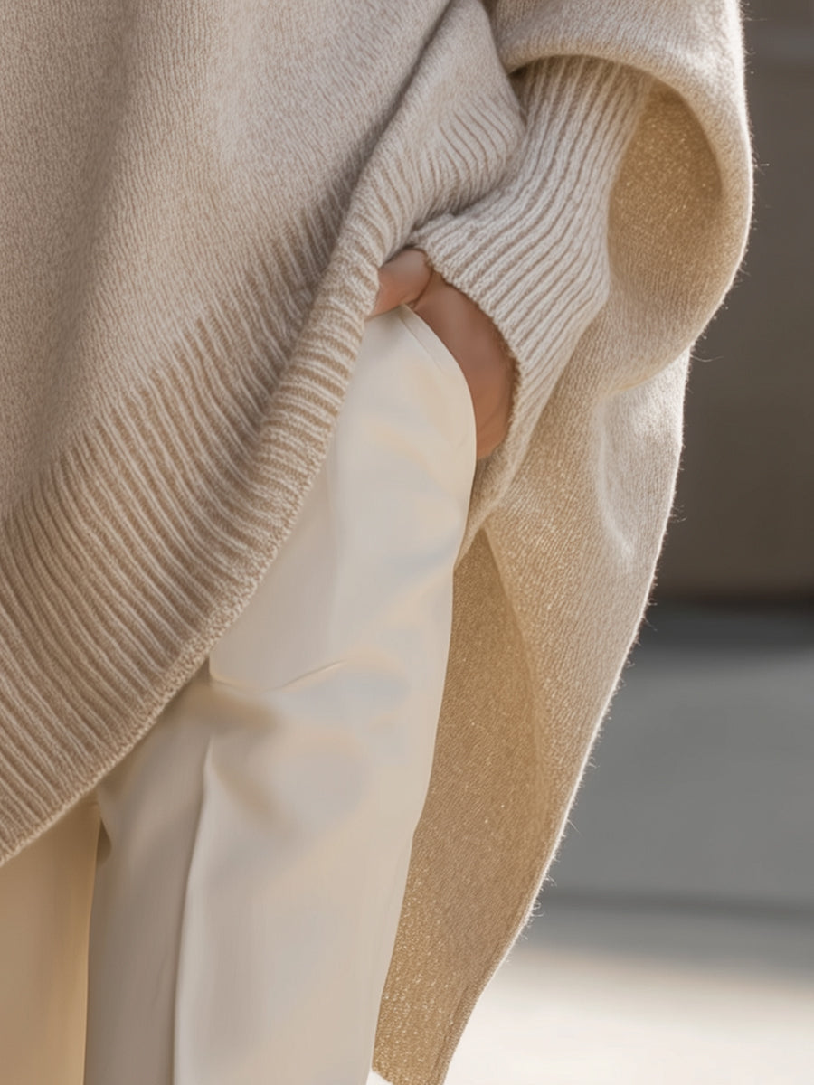 Oversized rib-knit pullover for women for autumn, loose fit