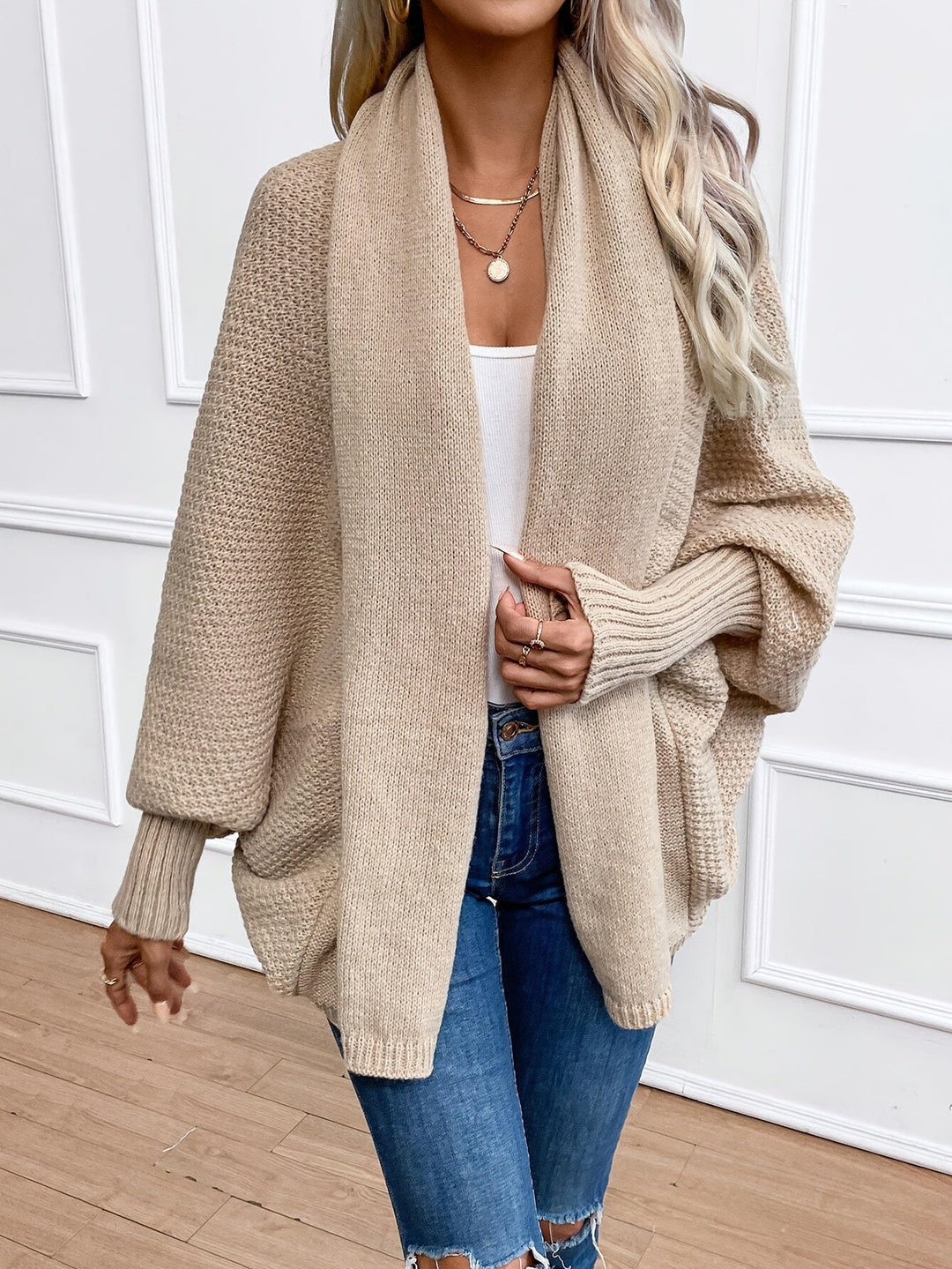 Long-sleeved long cashmere cardigan for women – perfect for winter